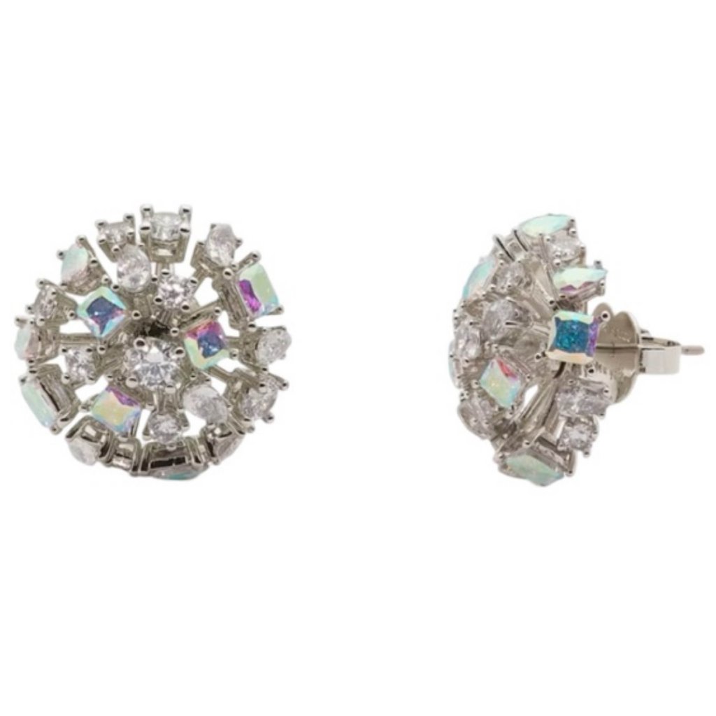 Kate Spade Beaming Bright Crystal Stud Earrings Silver Clear Elegant